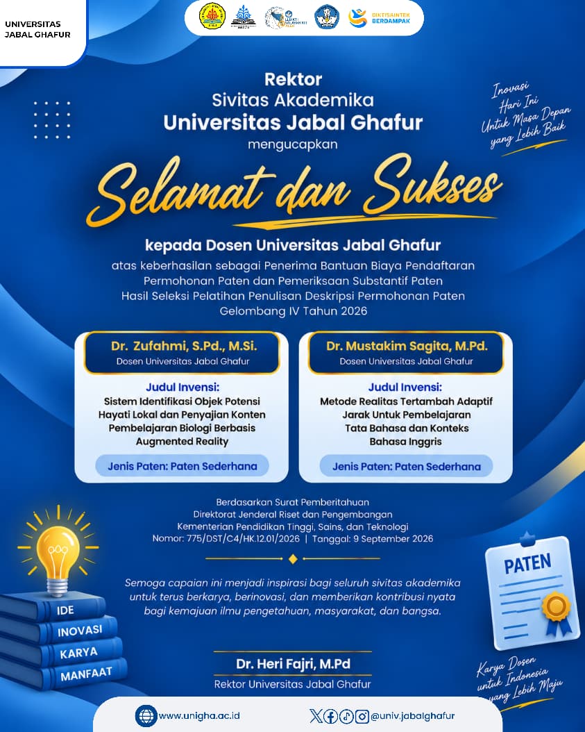 Dua Dosen UNIGHA Lolos Bantuan Pendaftaran Paten, Usung Inovasi Pembelajaran Berbasis Augmented Reality
